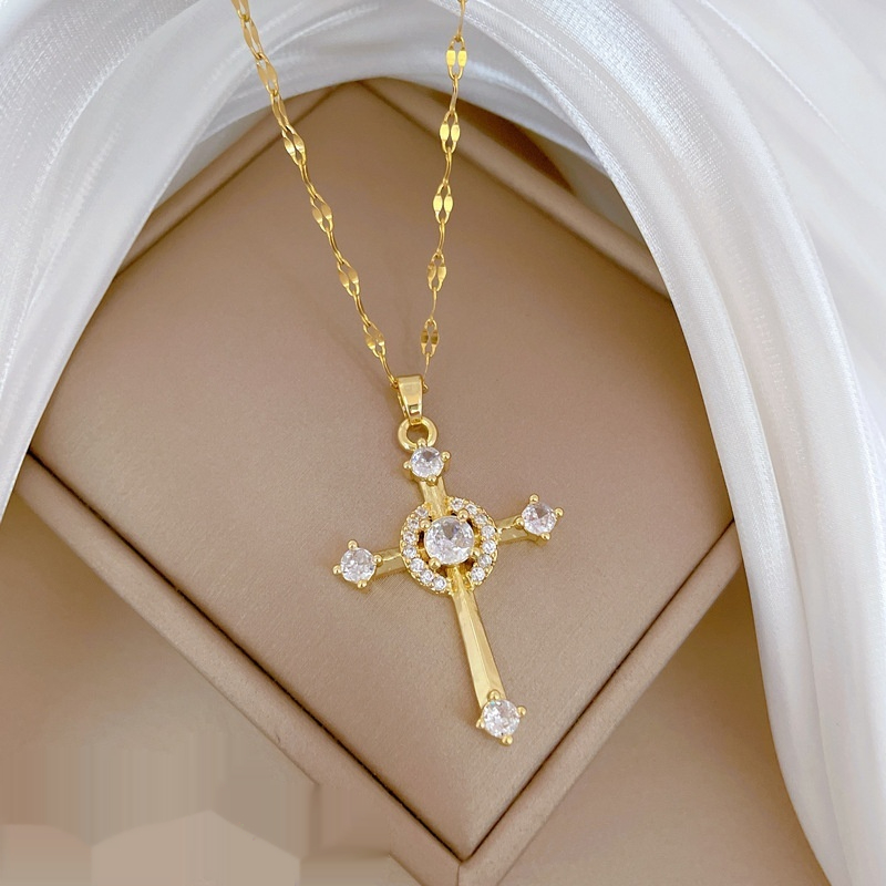 Luxurious Full Diamond Necklace For Women Versatile Clavicle Chain In Titanium Steel