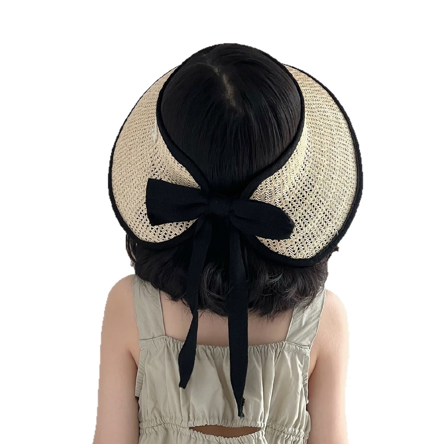 Kids Brimless Straw Hat Womens Summer Korean Style Wide Brim Fashionable