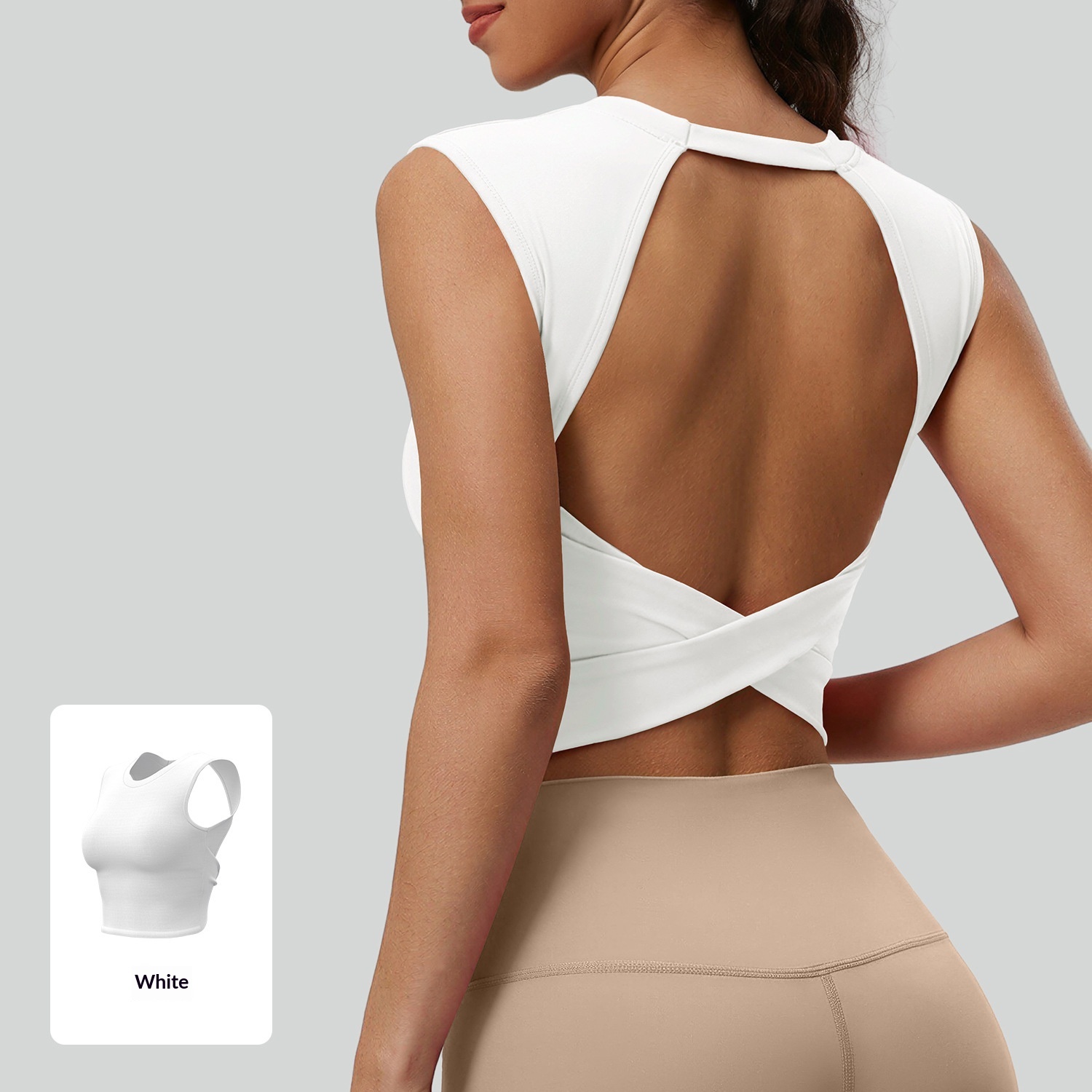 Hollow-out Knotted Vest With Detachable Padded Bra For Women