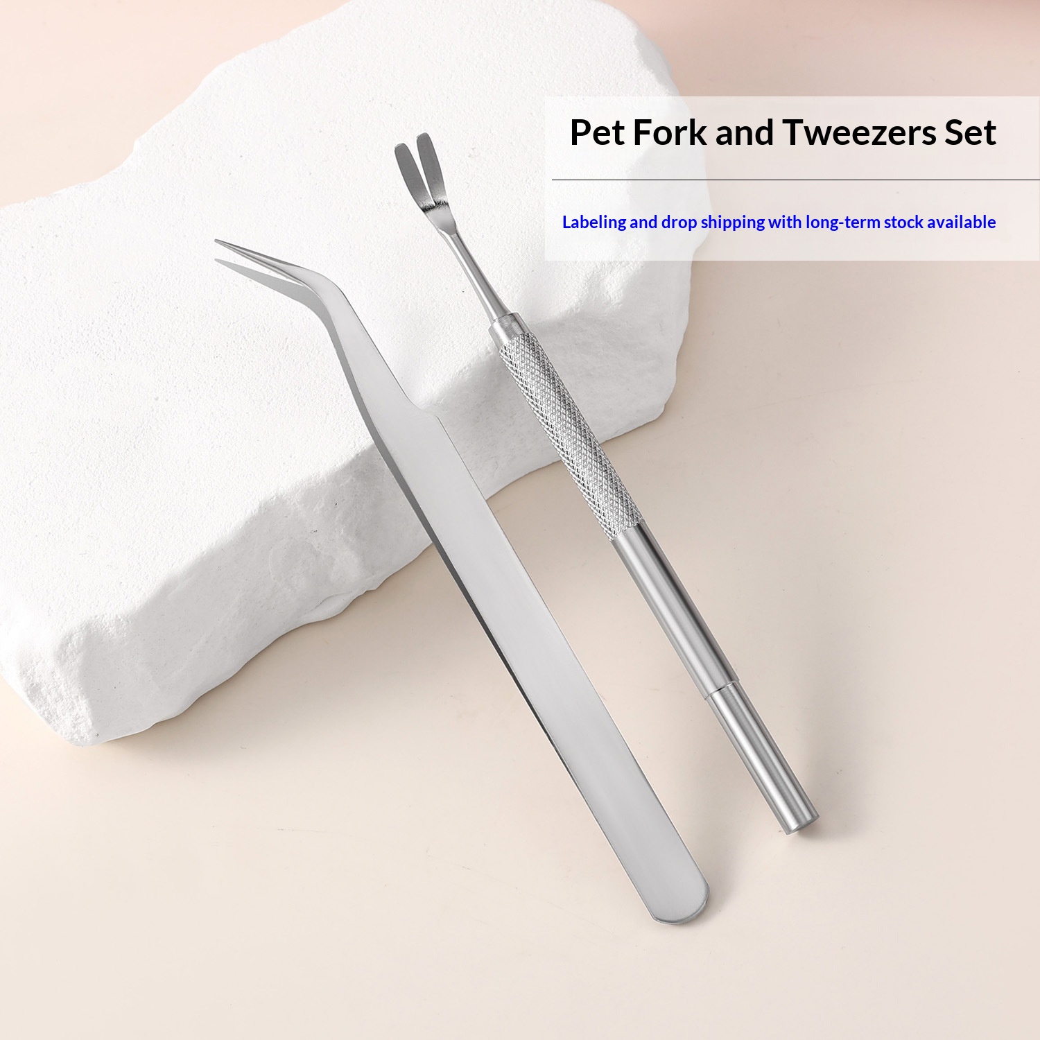 Household Pet Dog Lice Tweezers Set Stainless Steel Tick Remover