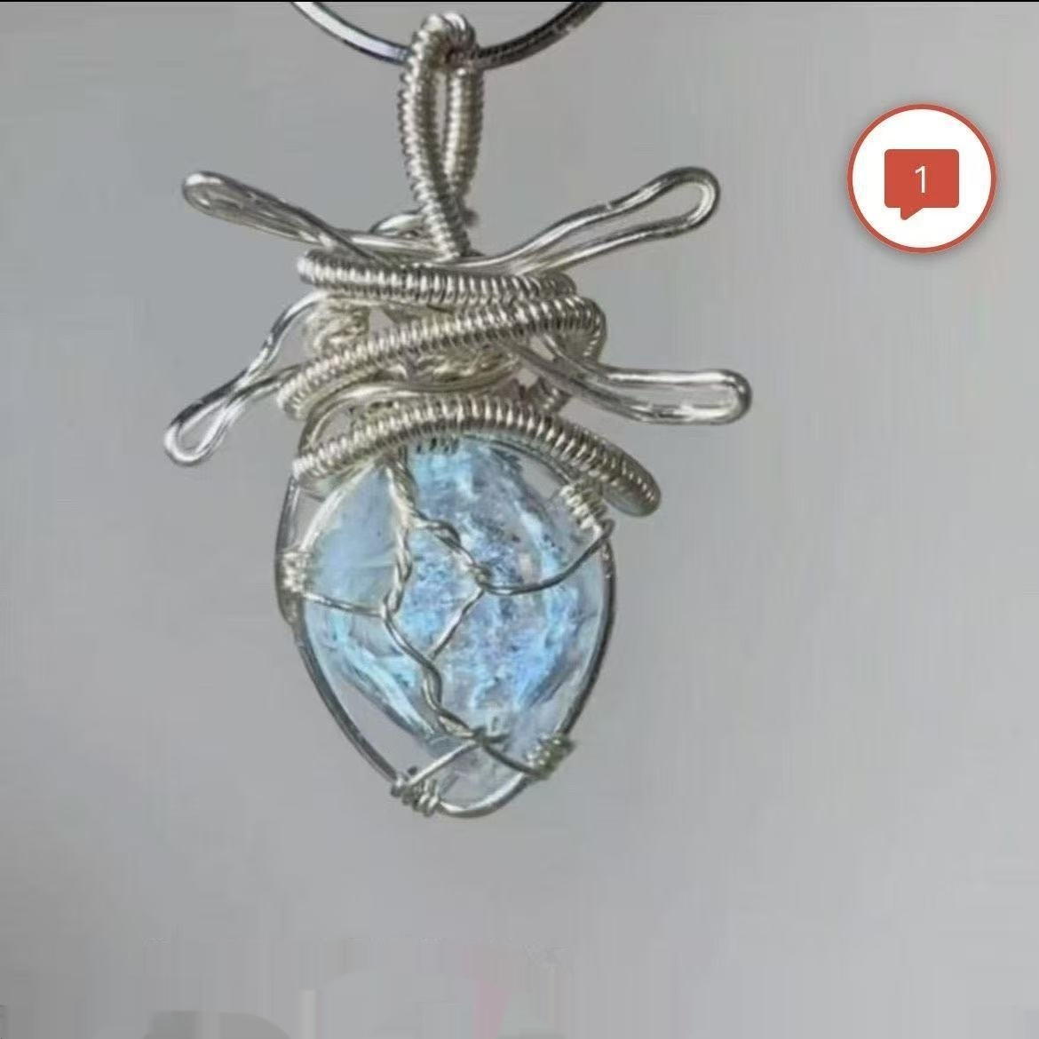 Womens Aquamarine Heart Crystal Necklace - photo 2