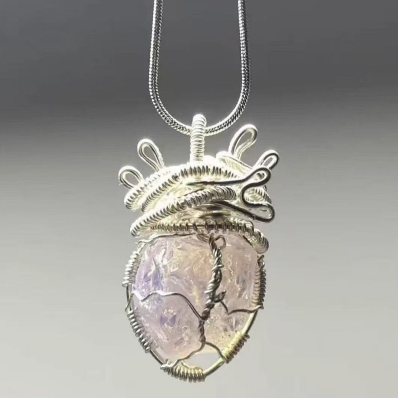 Womens Aquamarine Heart Crystal Necklace