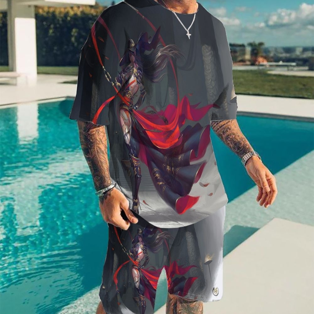 Mens Casual Jumpsuit Shorts Set