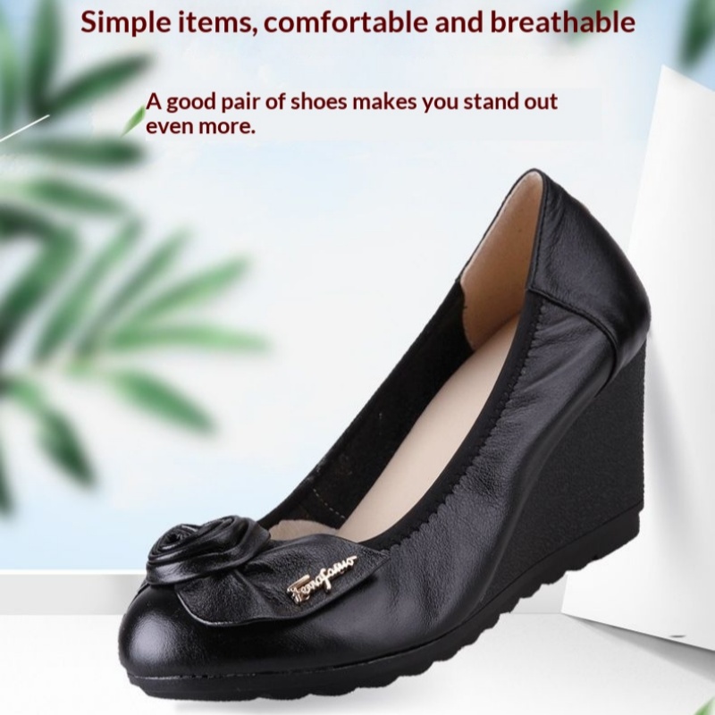 Womens Wedge Shoes Made From Full-grain Cowhide
