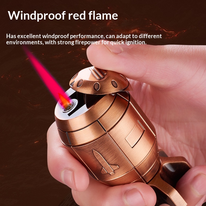 Creative Metal Spinning Missile Lighter Gas-powered With A Straight Red Flame Windproof
