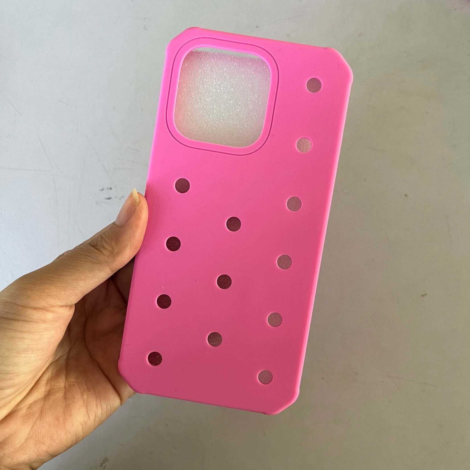 Suitable For 11 16Plus Hole DIY Shoe Buckle Pattern Silicone Phone Case 4