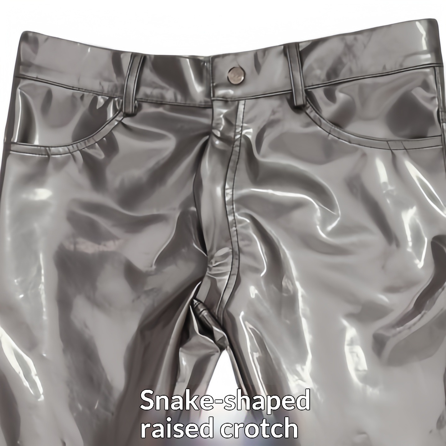 Mens Mirrored PU Latex Faux Leather Pants