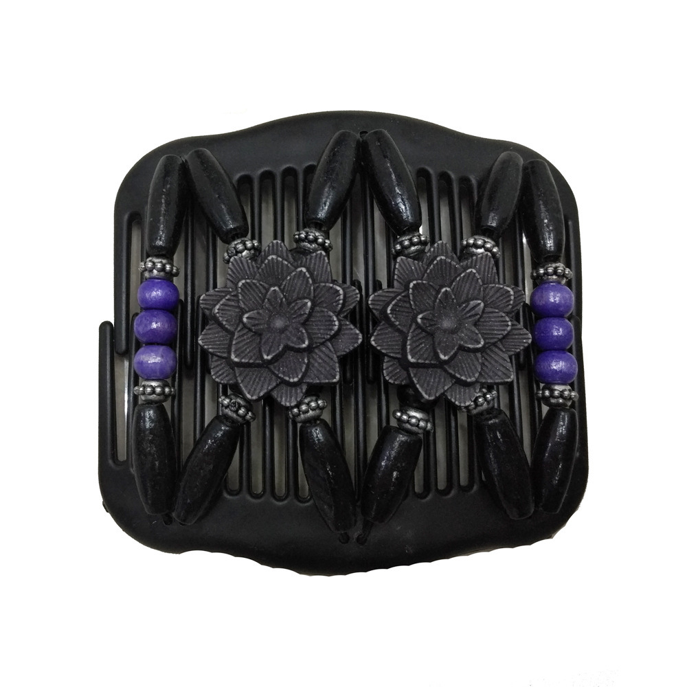 Fashion Magic Beads Elasticity Double Hair Comb Clip Stretchy Women Accessories