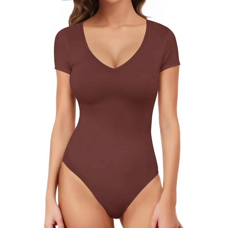 High-elastic Short-sleeve Deep-V-neck One-piece Yoga Suit