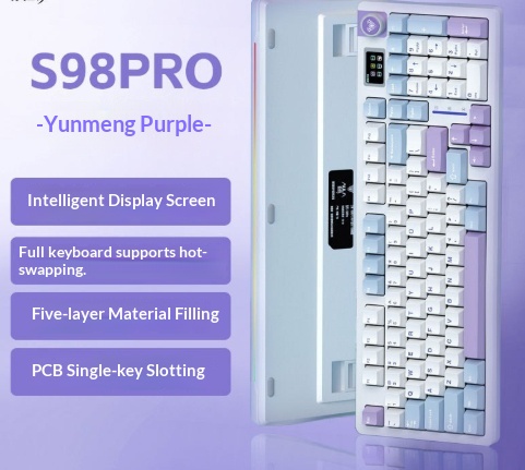 Three-mode Wireless Bluetooth Gaming Keyboard E-sports Layout With 99 Keys And Screen Display 3