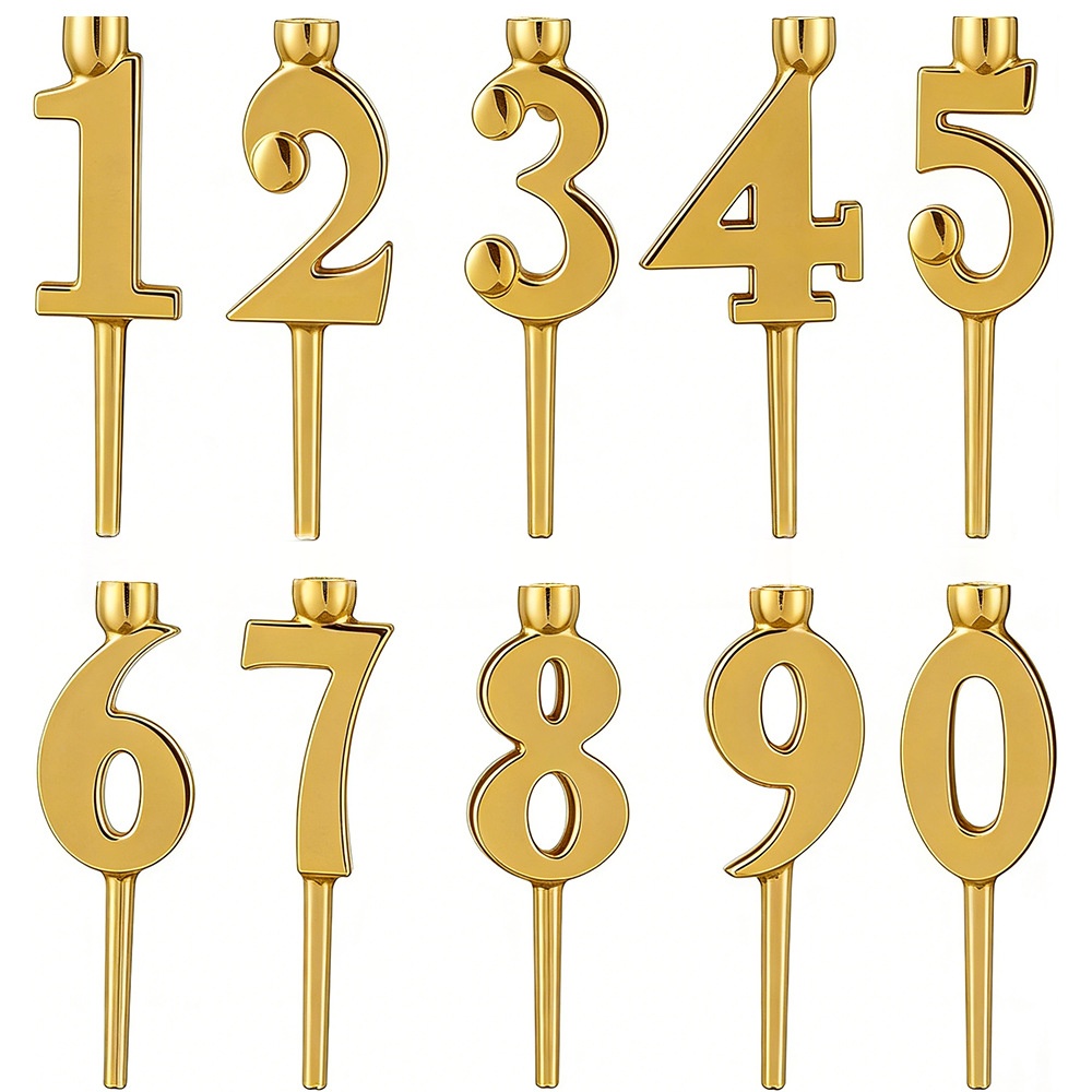 Gold And Silver Number Candlestick Toppers