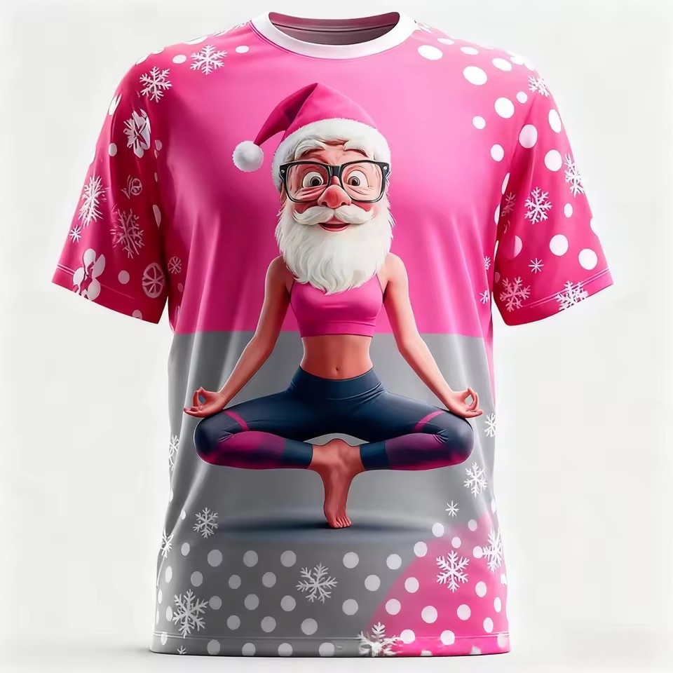 3D-printed Summer Short-sleeve T-shirt For Christmas Eve And Christmas
