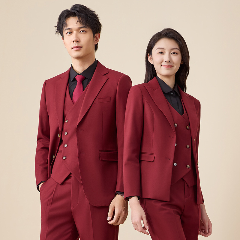 Slim-fit Elegant Hotel Manager's Work Uniform Two-piece Suit Jacket And Trousers