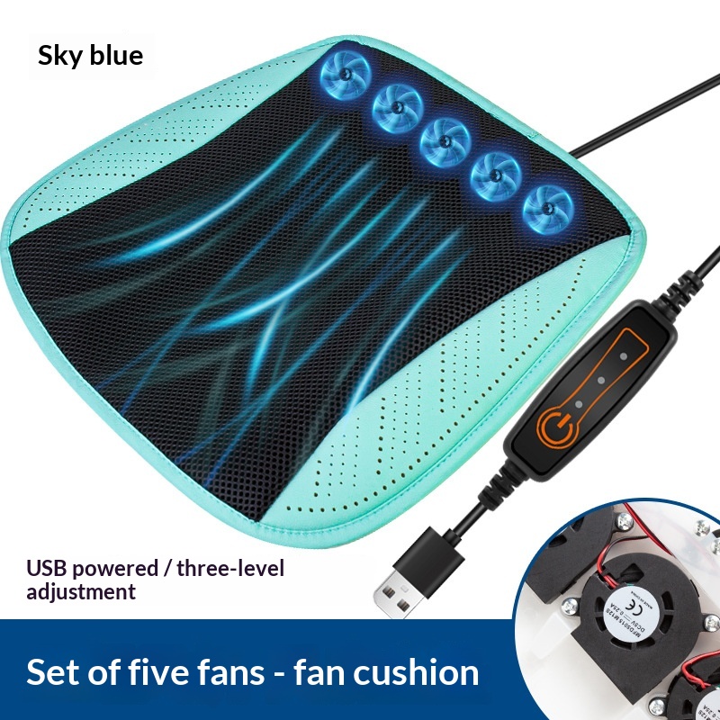 Summer Breathable Seat Cushion With Universal USB Fan For Car Seats