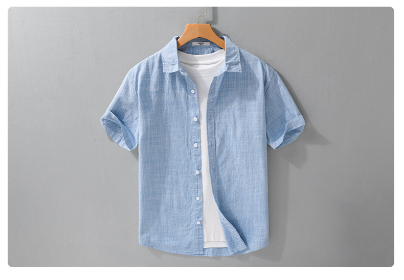 Summer Mens Clothing Simple Versatile Short-sleeve Shirt