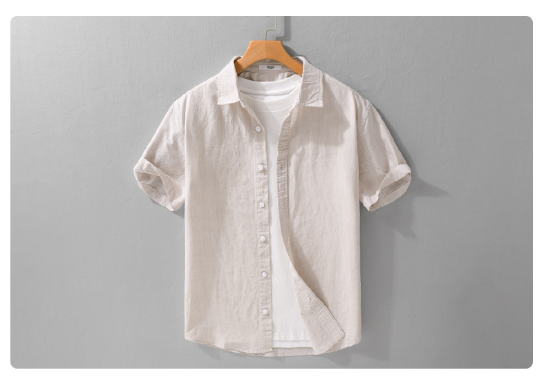 Summer Mens Clothing Simple Versatile Short-sleeve Shirt