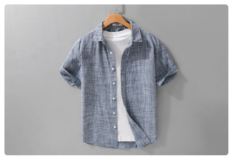 Summer Mens Clothing Simple Versatile Short-sleeve Shirt
