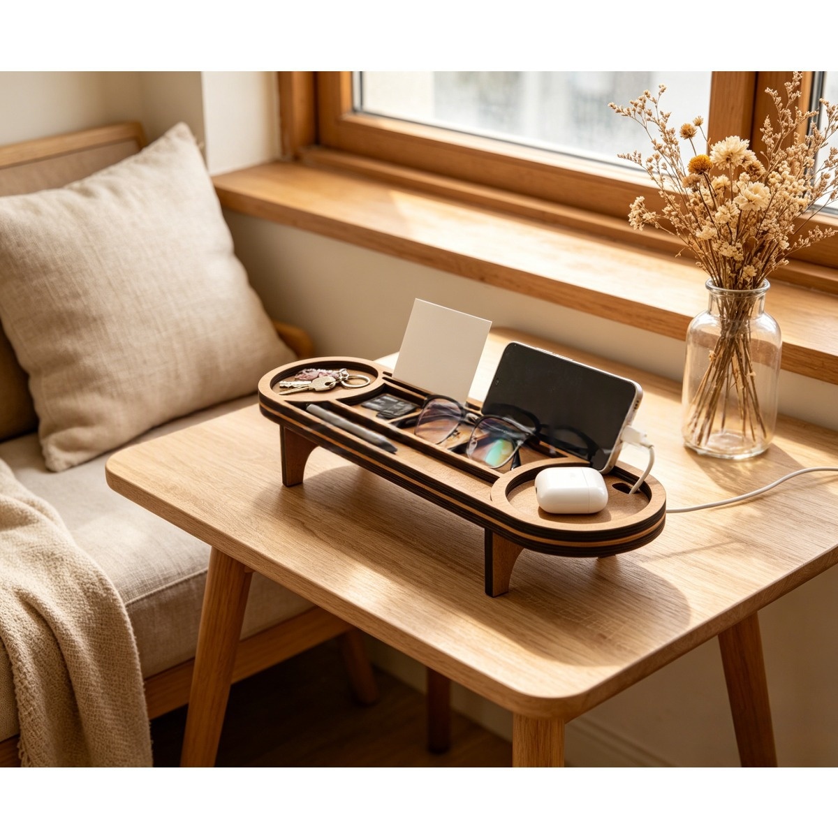 Cross-border Wooden Desktop Storage Box With Multiple Compartments For Monitors 6