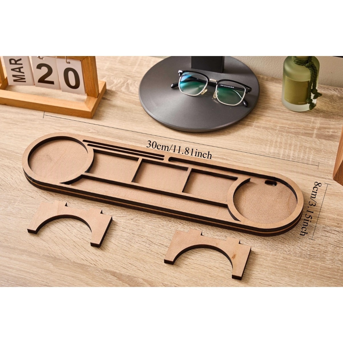 Cross-border Wooden Desktop Storage Box With Multiple Compartments For Monitors 5