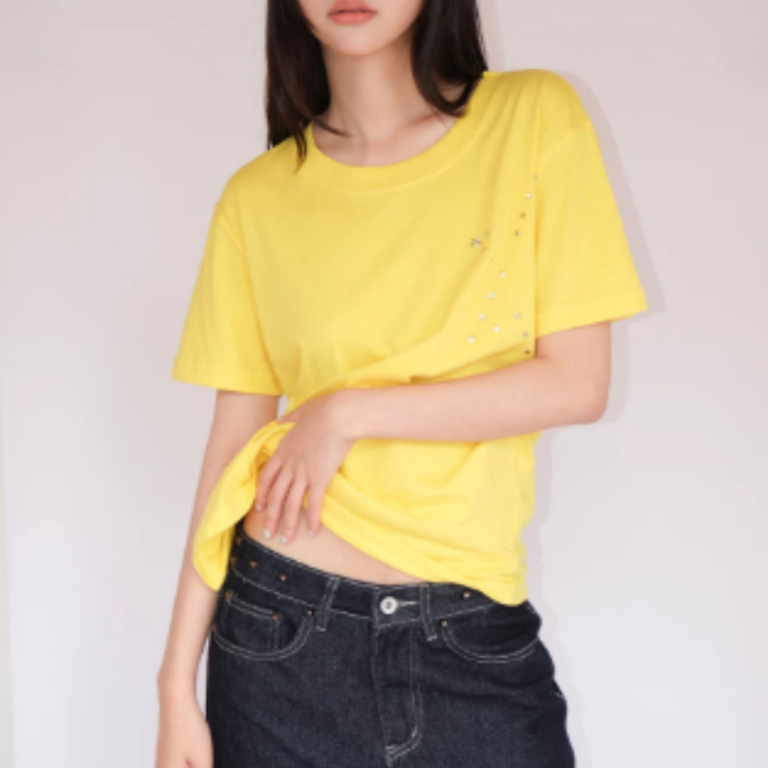 Pentagram Heavy Industry Rivet Hot Drilled Retro Shoulder Round Neck