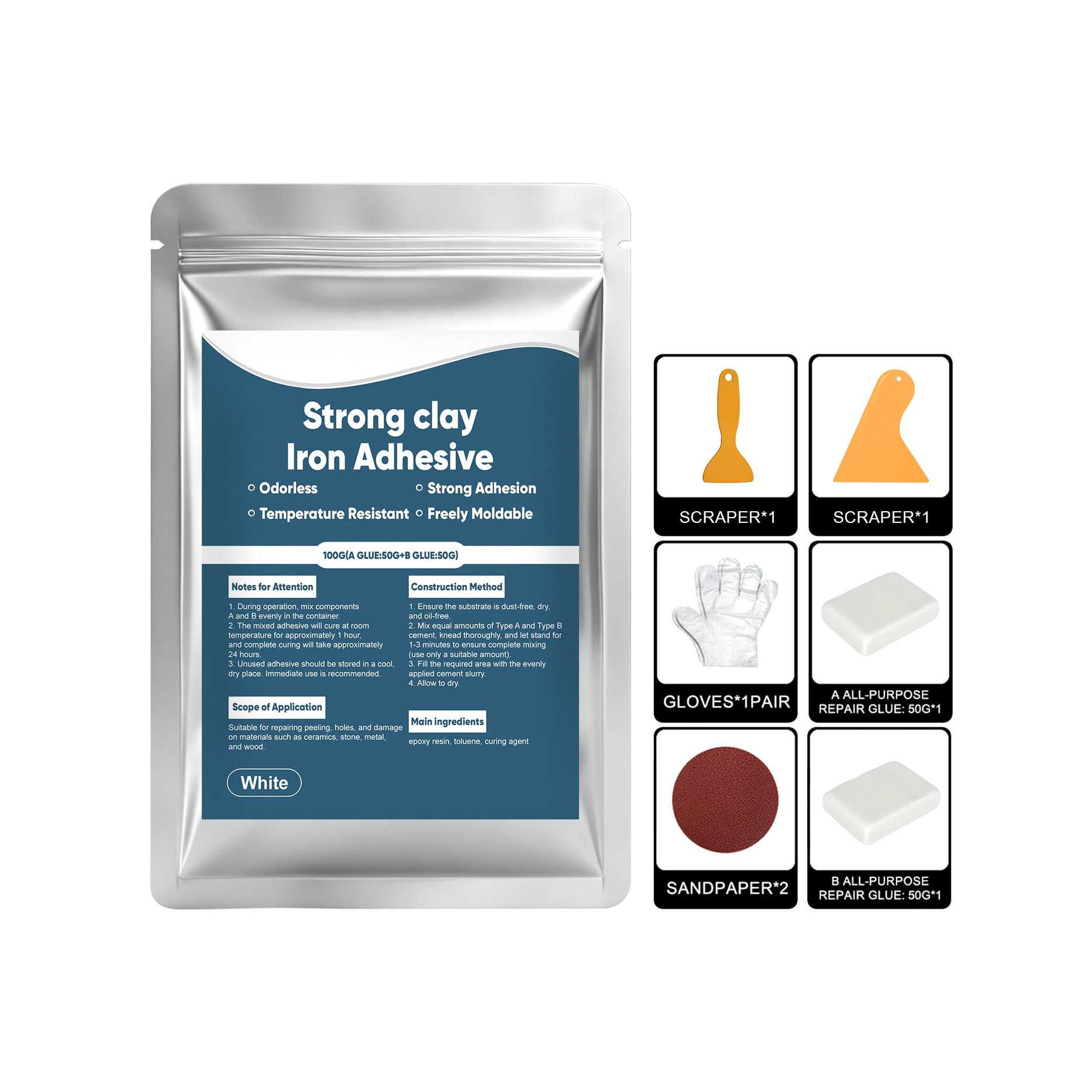 Strong Clay Iron Adhesive