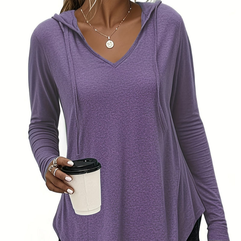 Soft Long-sleeved Drawstring Hooded Pullover Sweater