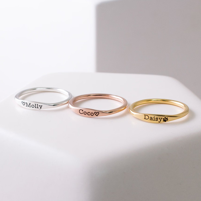 Amazon Popular English Letter Stainless Steel Ring