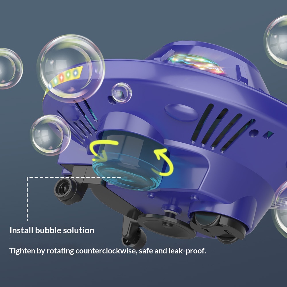 UFO Colorful Light Flying Saucer Bubble Machine Toy
