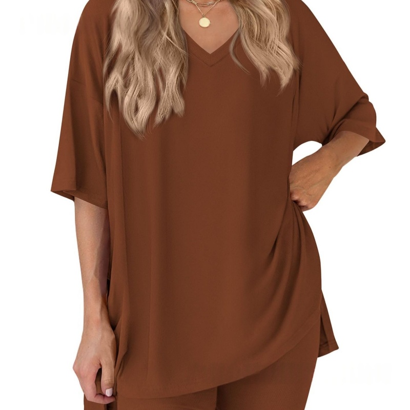 Solid-color Loose-fitting Casual Two-piece Set