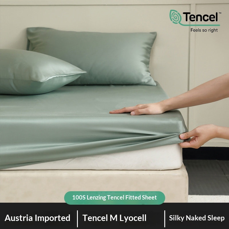 Premium Tencel Fitted Sheet Single Piece Cool-to-the-touch For Summer Bare-sleeping