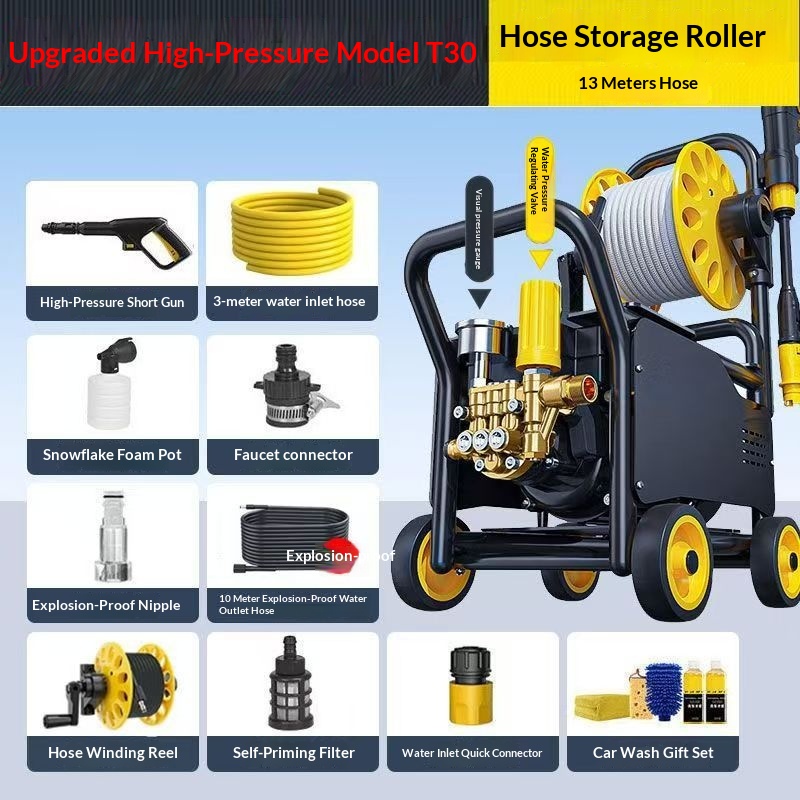 Household High Pressure High-power Cleaning Machine With A Pressure Boosting Water Gun