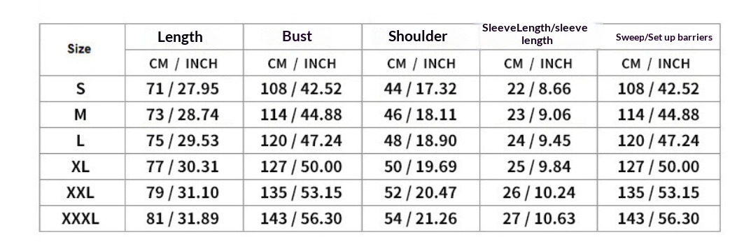 Size chart for Men's Jacquard Lapel Polo Shirt