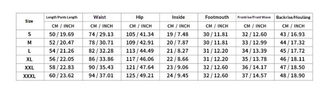 Size chart