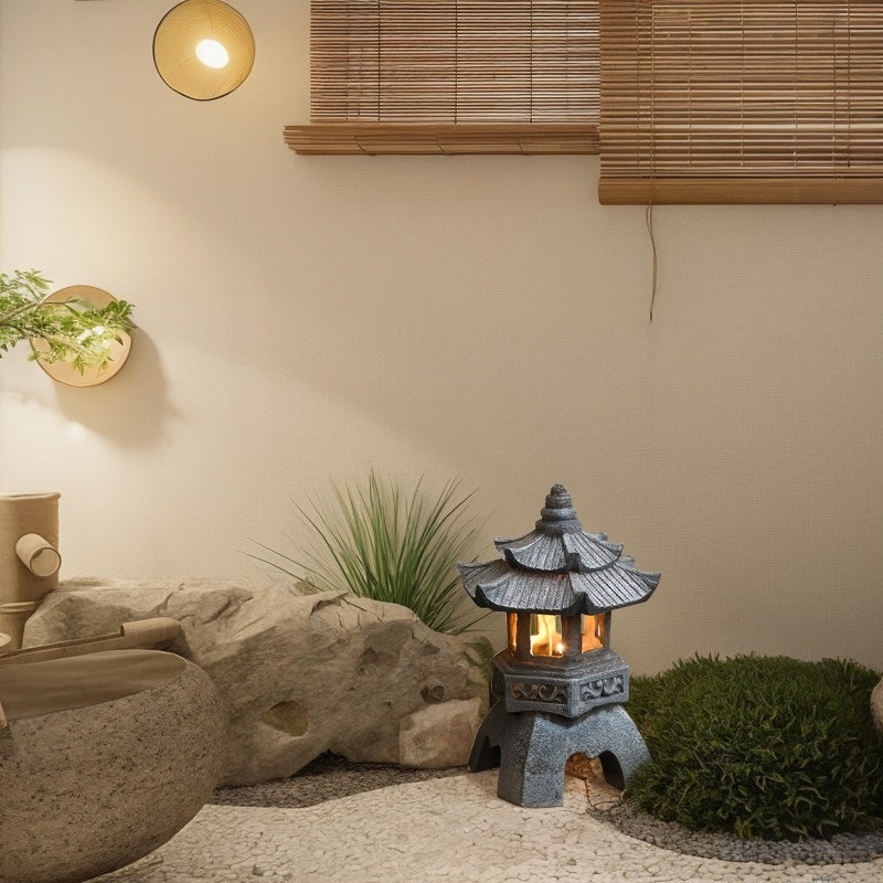 Solar Powered Stone Tower Lamp, picture 2 of 7
