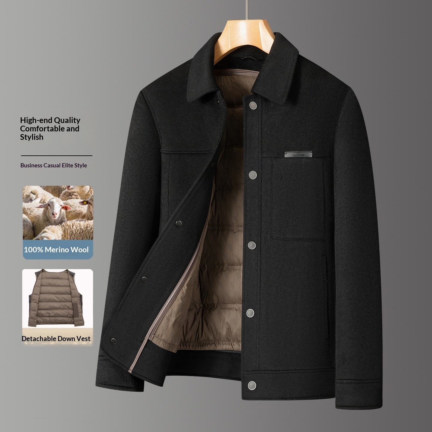 Double-Breasted Wool Coat, picture 4 of 5