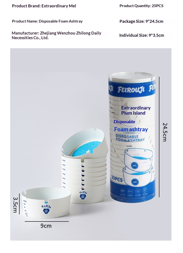 Disposable ashtray for hotel and hospitality use