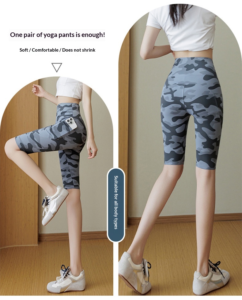 Camouflage shark yoga pants – supplier lifestyle photo 2