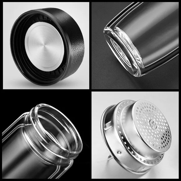 Double-walled Borosilicate Glass Cup With A Built-in Tea Strainer And Leak-proof Design