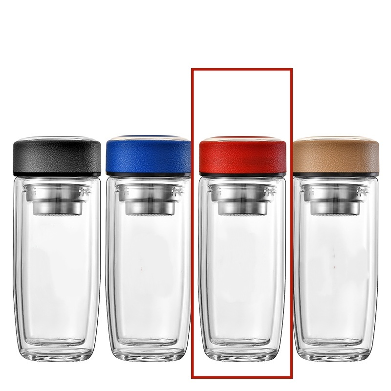 Double-walled Borosilicate Glass Cup With A Built-in Tea Strainer And Leak-proof Design
