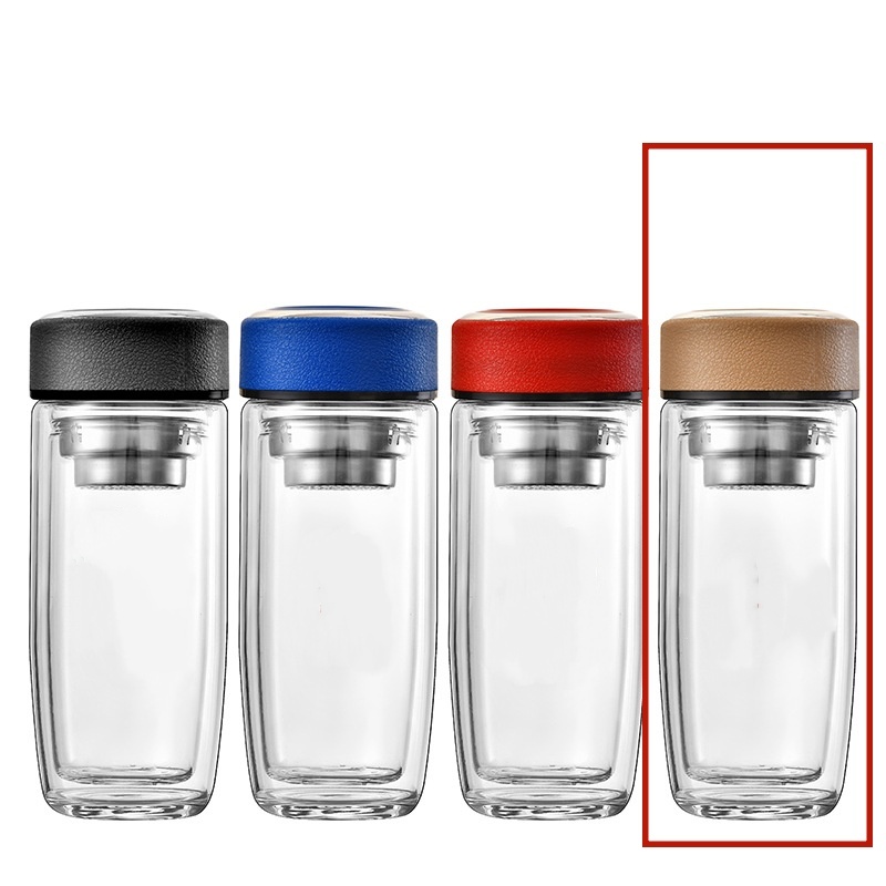 Double-walled Borosilicate Glass Cup With A Built-in Tea Strainer And Leak-proof Design