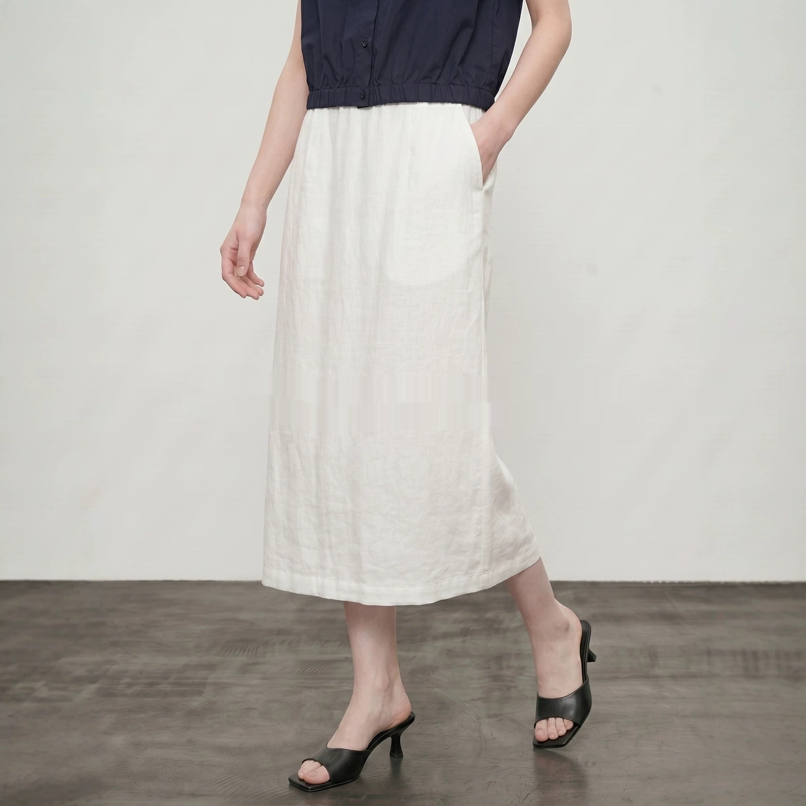High-waisted Slimming Linen Straight Skirt For Women