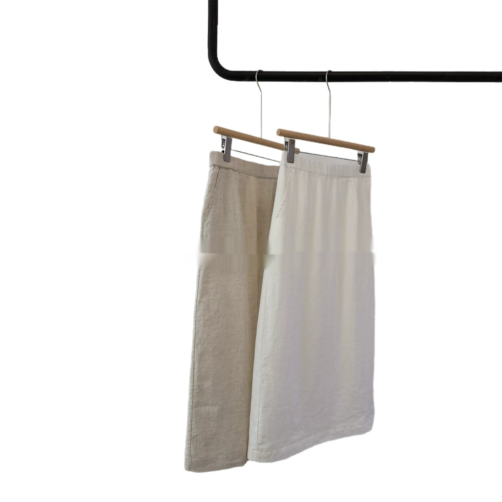 High-Waisted Straight Linen Skirt