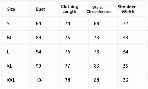 Size chart