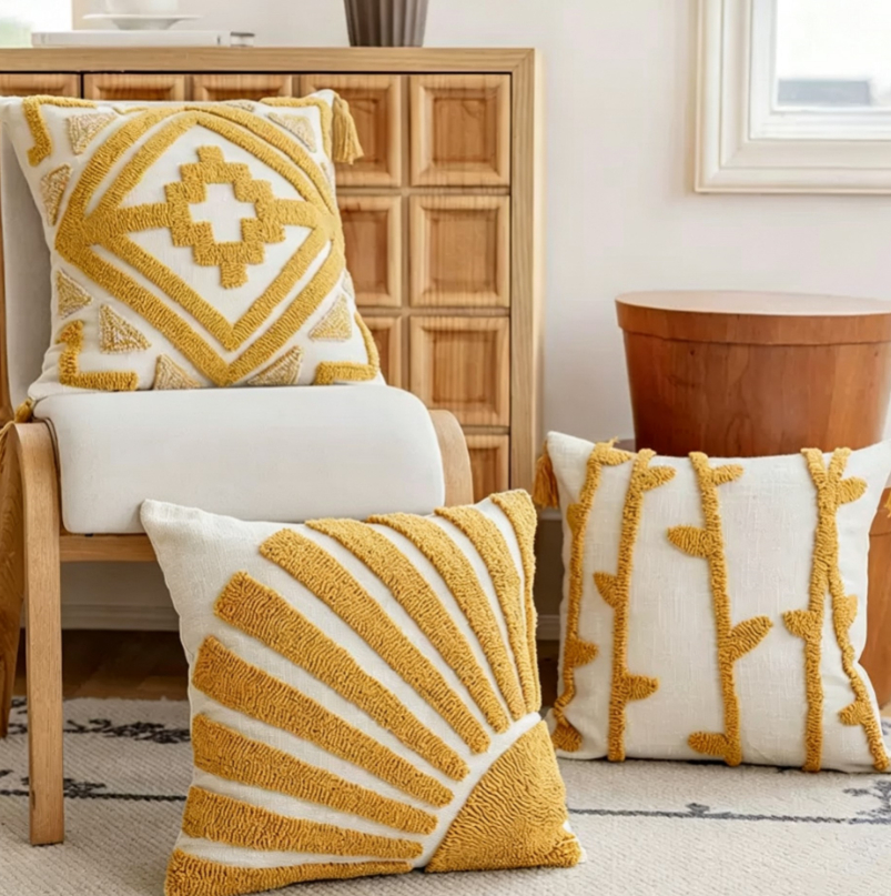 Geometric Tufted Cushion Model Room Loop-pile Throw Pillow Cover