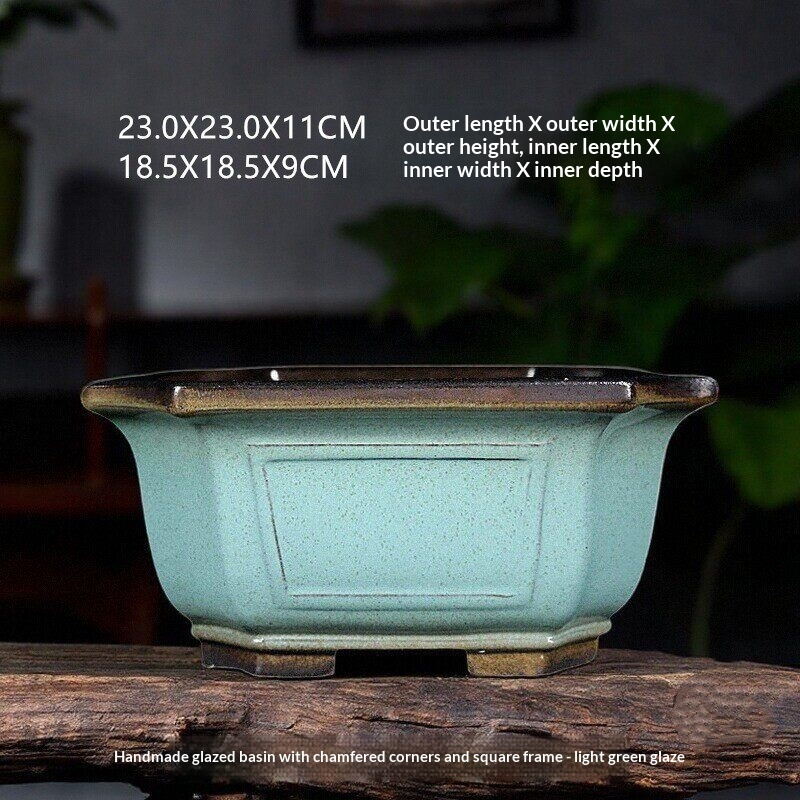 Handmade Zisha-Colored Glazed Bonsai Flower Pot