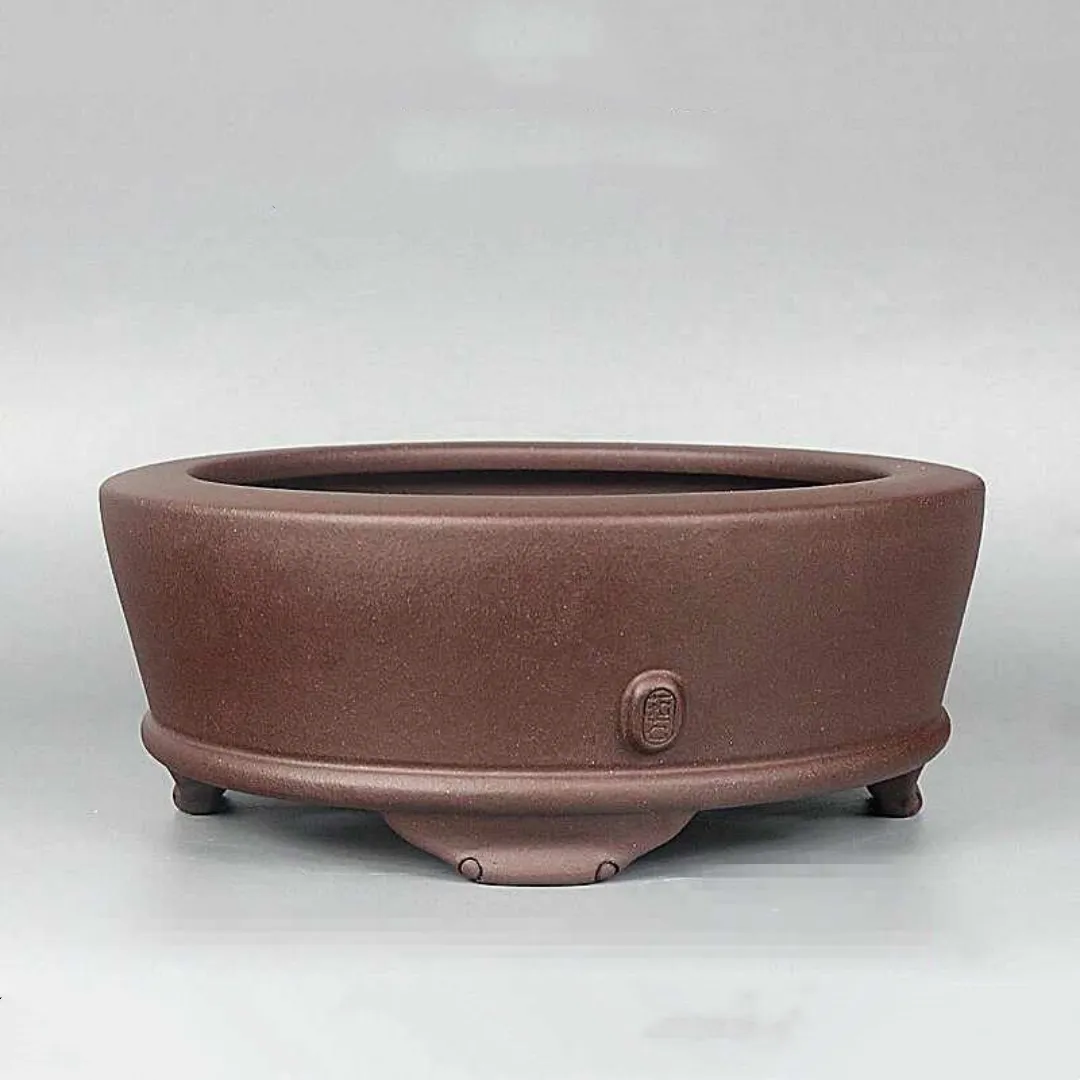 Round Tabletop Potted Plant Vintage Purple Clay