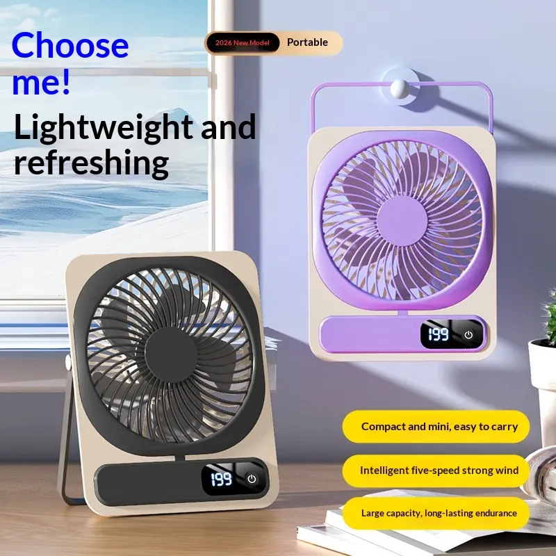 Digital Display USB-Charged Mini Paper Fan