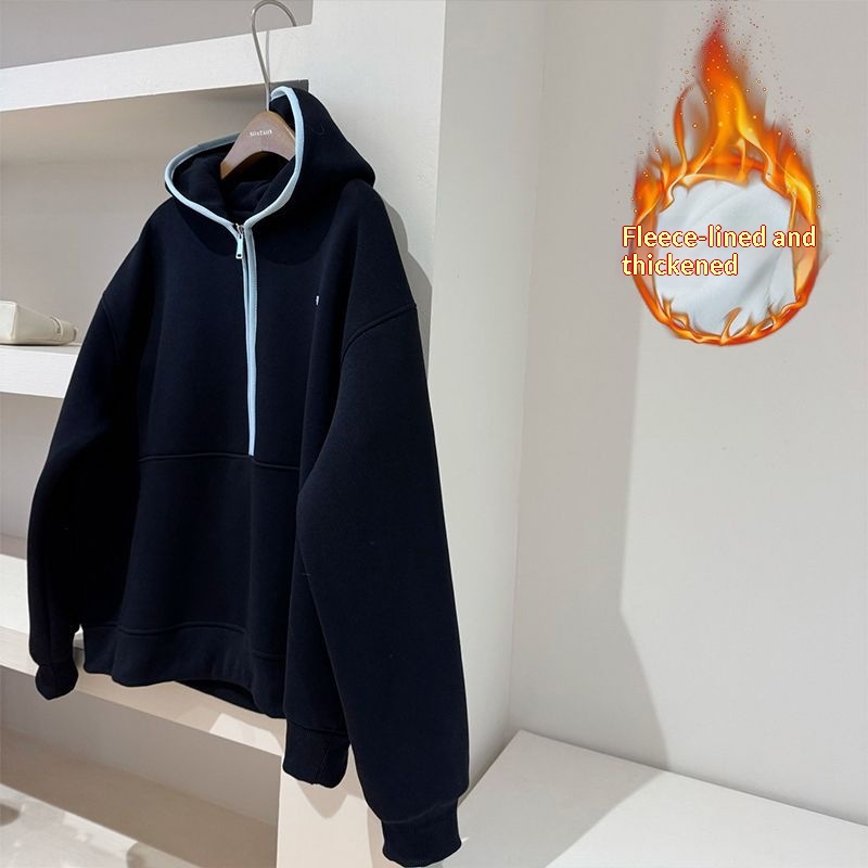 Hooded Thickened Fleece Warm Zip-Up Sweatshirt For Women
