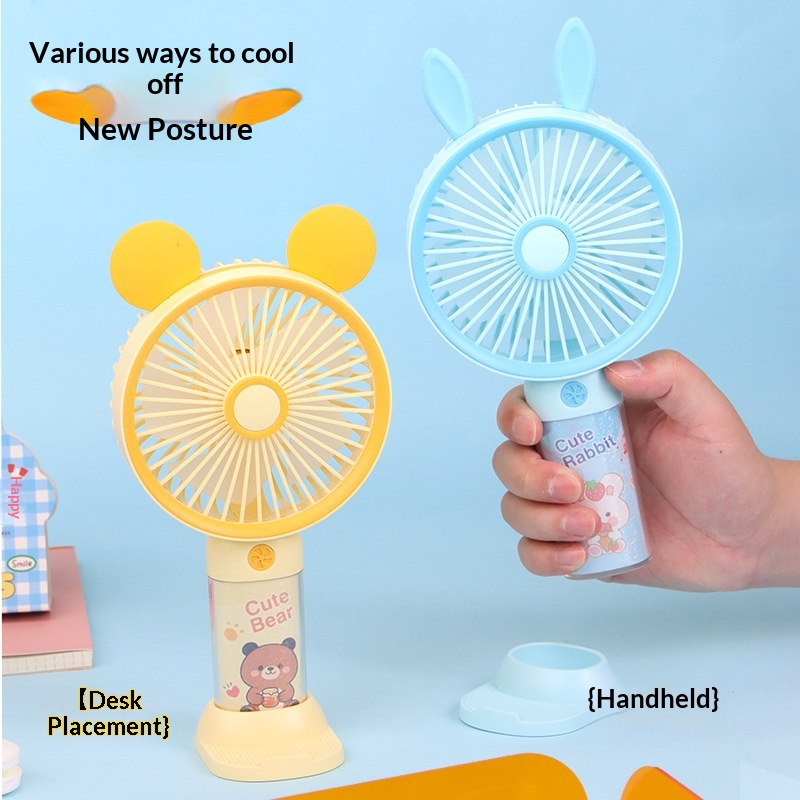 Cartoon Mini Handheld Fan USB Charged Portable Handheld Stand