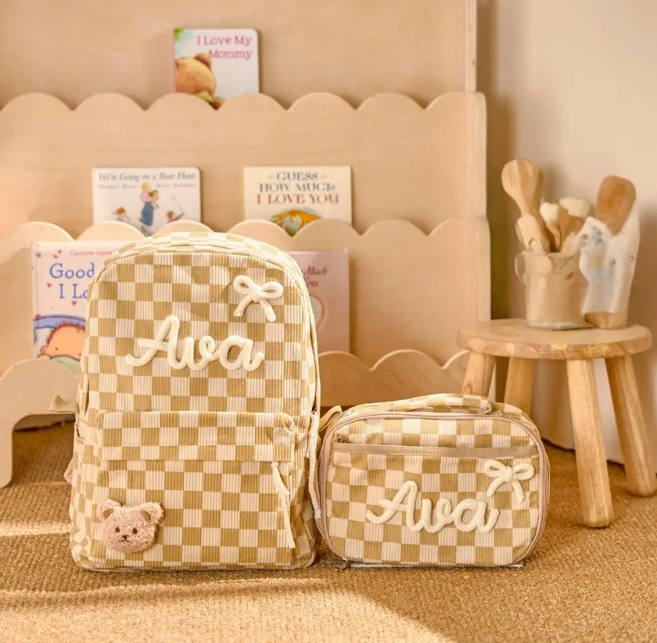 Back-to-School Season Childrens Backpack And Lunch Bag Set Chunky Yarn Handmade